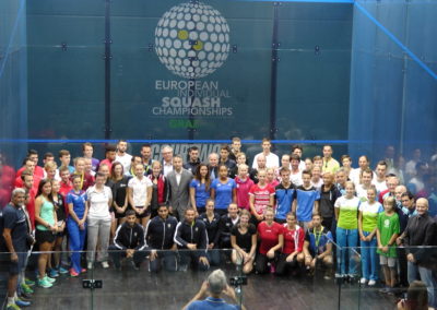 Alle TeilnehmerInnen der Einzel-Squash-EM 2018 in Graz
